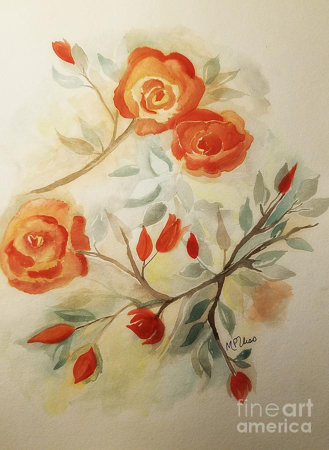 Orange Roses #2 Painting by Maria Urso