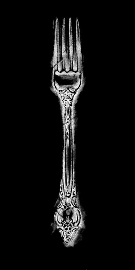 Fork Painting - Ornate Cutlery On Black I #1 by Ethan Harper