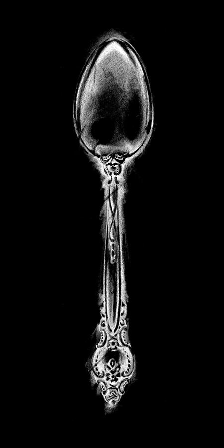 Fork Painting - Ornate Cutlery On Black II #1 by Ethan Harper