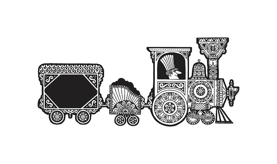 Black And White Drawing - Ornate Train #1 by CSA Images