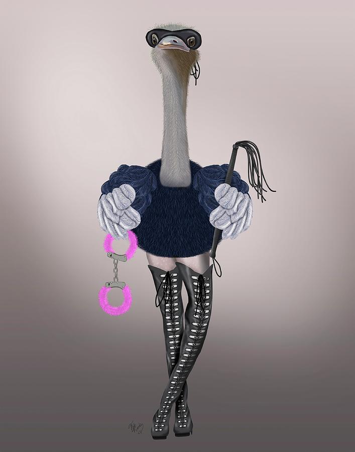 Ostrich With Kinky Boots Painting by Fab Funky - Fine Art America