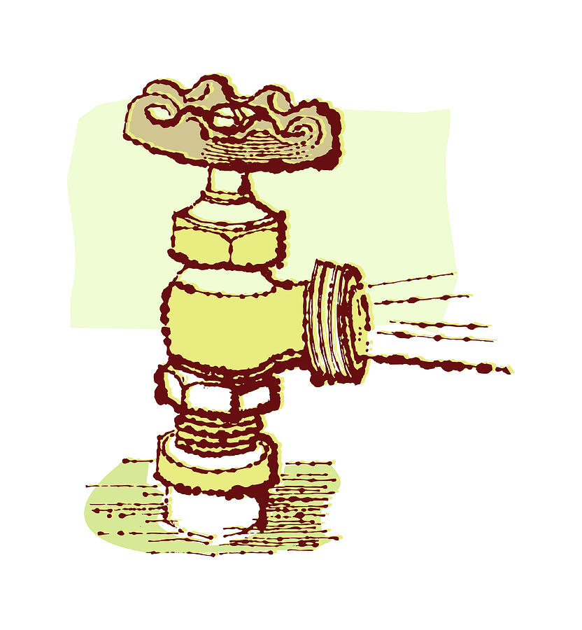 Vintage Drawing - Outdoor Faucet #1 by CSA Images
