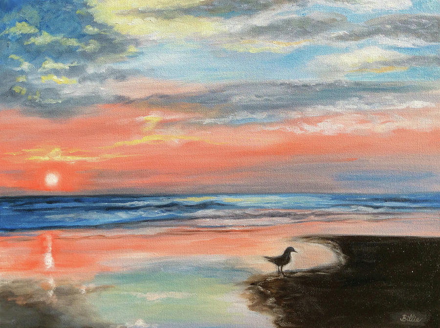 Outer Banks Painting - Outer Banks Sunrise with Friend by Billie Mann Outer Banks Painting - Outer Banks Sunrise with Friend by Billie Mann