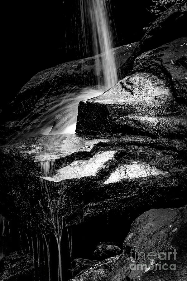 Paddys Creek Falls Black and White Photograph by Marina McLain