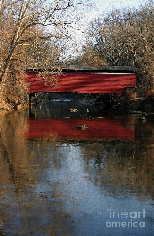 Painted Covered Bridge Photograph
