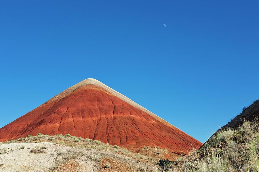 Painted Hills Desert With Quarter Moon Photograph by Sasha Weleber Painted Hills Desert With Quarter Moon Photograph by Sasha Weleber