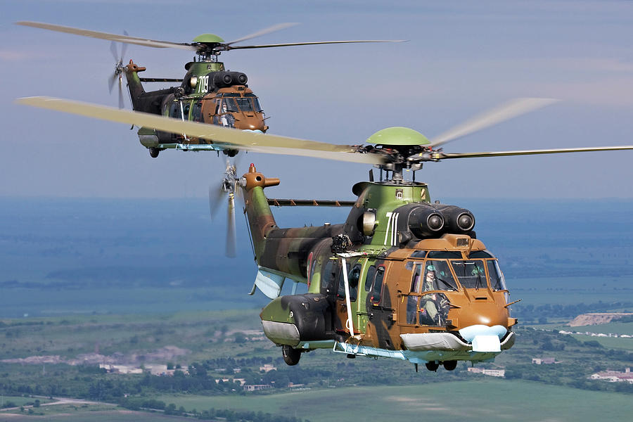 Pair Of Eurocopter As-532 Al Cougar #1 Photograph by Anton Balakchiev/stocktrek Images