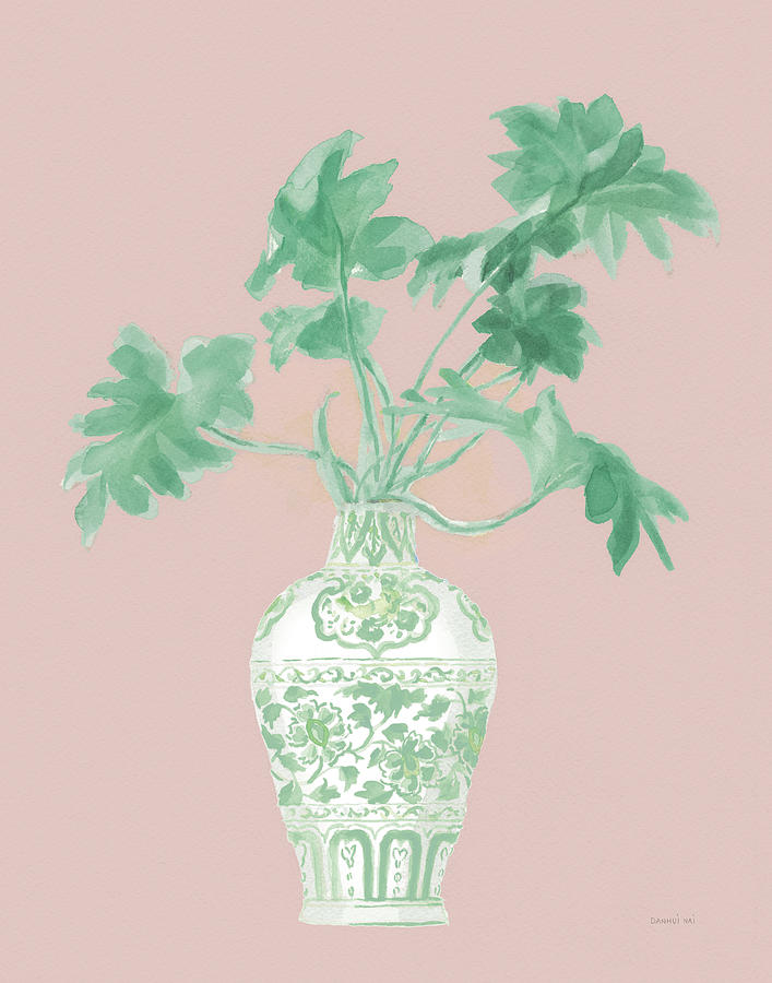 Palm Chinoiserie Iii Pink Green V2 Mixed Media By Danhui Nai - Fine Art 