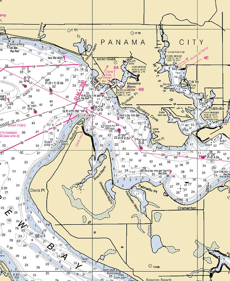 Panama City Mixed Media - Panama City-florida Nautical Chart #1 by Bret Johnstad