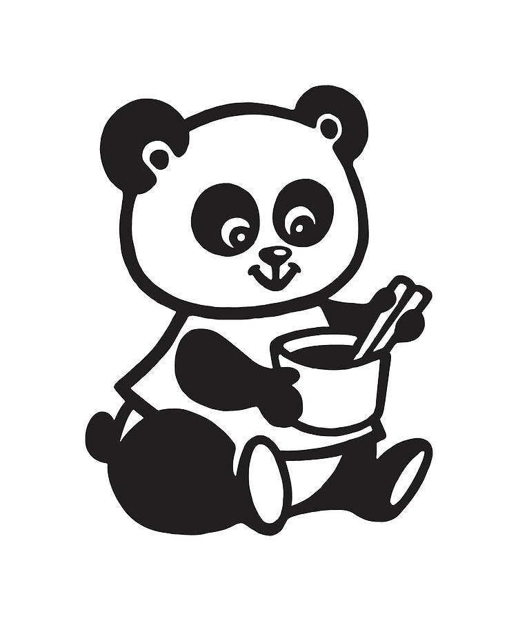 Cute baby panda outline page of coloring book for children black and white  Hand painted animal sketches in a simple style for tshirt print, label,  patch or sticker Vector illustration 26297849 Vector