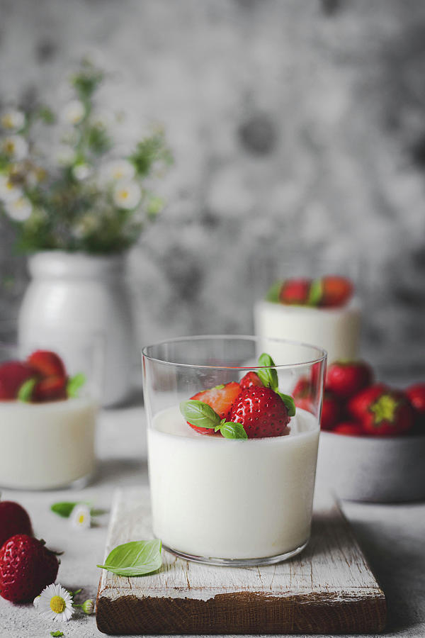 Panna Cotta With Strawberries #1 Photograph by Zaneta Hajnowska,