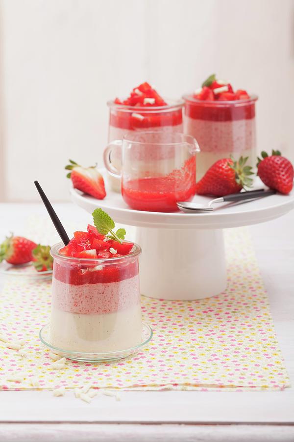 Panna Cotta With Strawberry Mousse #1 Photograph by Eising Studio - Food Photo & Video