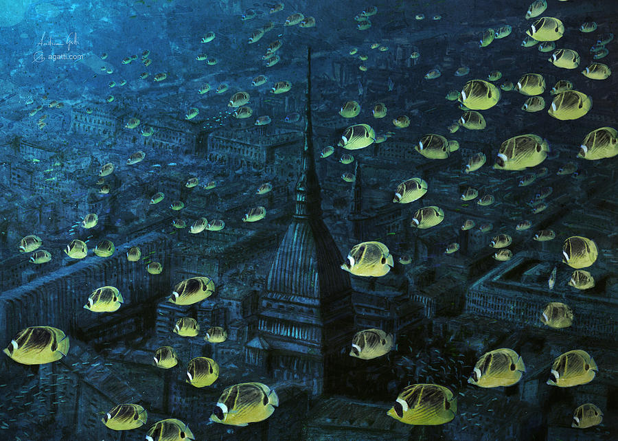  Panorama con pesci gialli 2019 Digital Art by Andrea Gatti