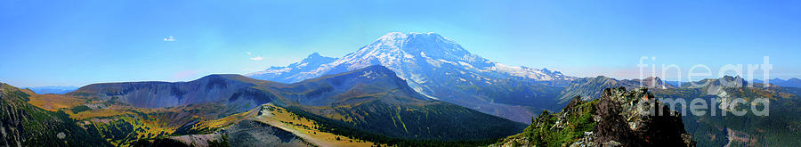 panorama Mount Rainier National Park mountain from Skyscraper Mt on north fall landscape snow USA Photograph by Robert C Paulson Jr