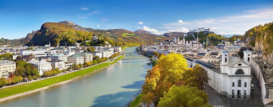 City Photograph - Panoramic Aerial View Of Salzburg City #1 by Jan Wlodarczyk