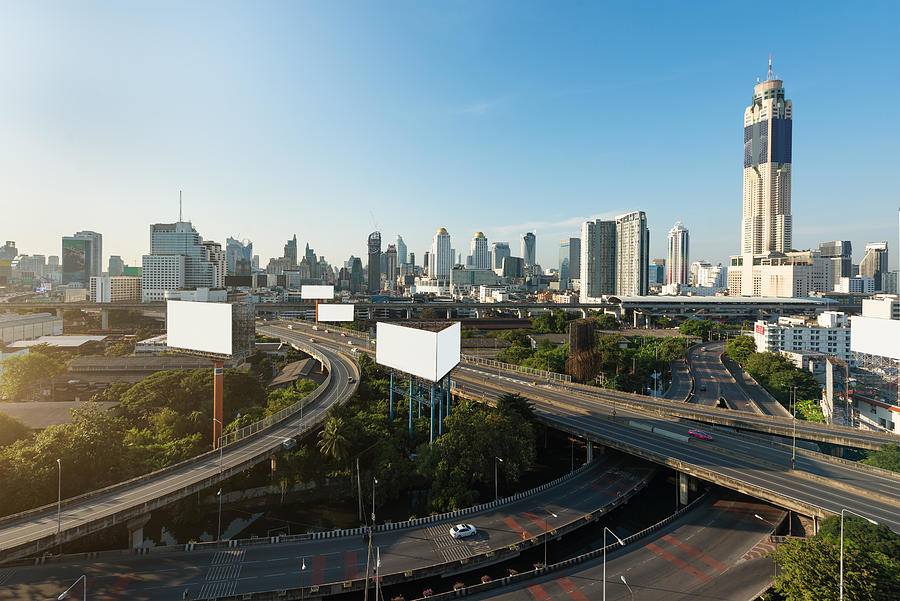 Transportation Photograph - Panoramic Bangkok City Building Modern #1 by Prasit Rodphan