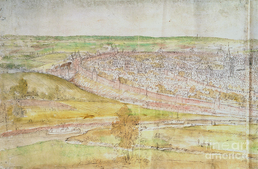 Architecture Painting - Panoramic View Of Brussels, 16th Century by Anthonis Van Den Wyngaerde