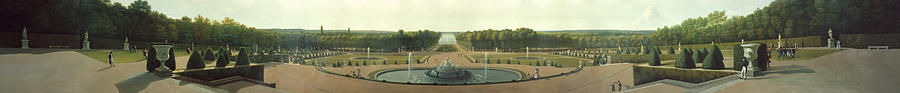 Panoramic View of the Palace and Gardens of Versailles  #1 Painting by MotionAge Designs