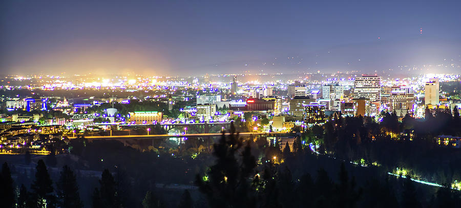 Panoramic View Spokane Washington Downtown City Skyline #1 Photograph by Alex Grichenko