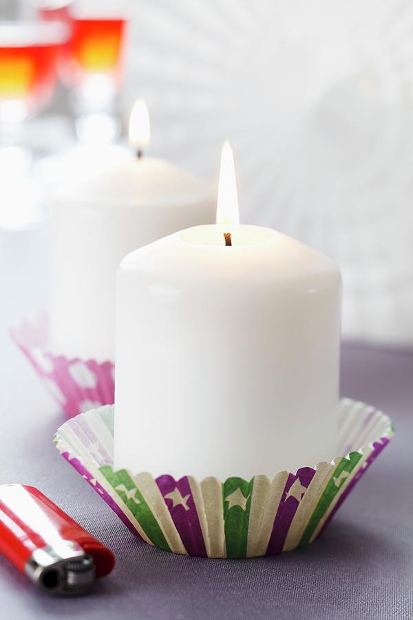 Paper Cake Cases Used As Candle Holders #1 Photograph by Franziska Taube