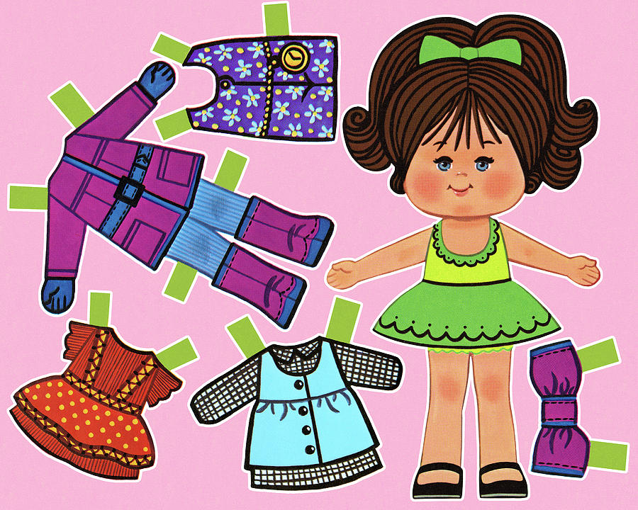 Vintage Drawing - Paper Doll and Clothing #1 by CSA Images