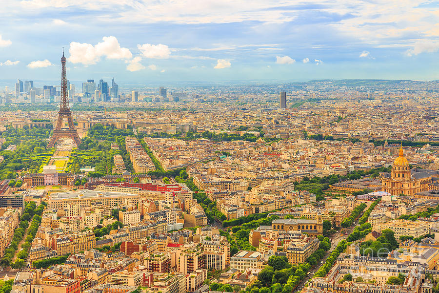 Paris aerial skyline #1 Photograph by Benny Marty