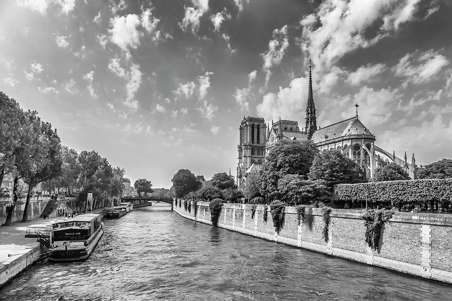 PARIS Cathedral Notre-Dame - monochrome #1 Photograph by Melanie Viola