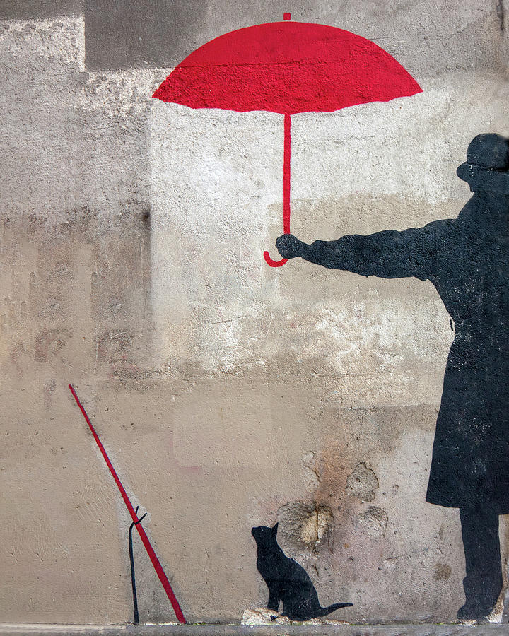 Paris Graffiti Man With Red Umbrella #2 Photograph by Gigi Ebert