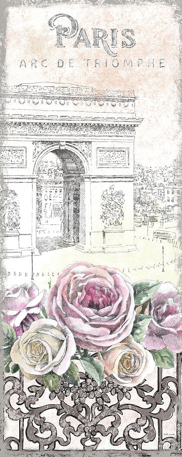 Architecture Drawing - Paris Roses Panel Vii #1 by Beth Grove