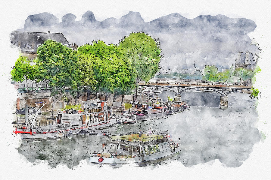 Paris #watercolor #sketch #paris #france #1 Digital Art by TintoDesigns
