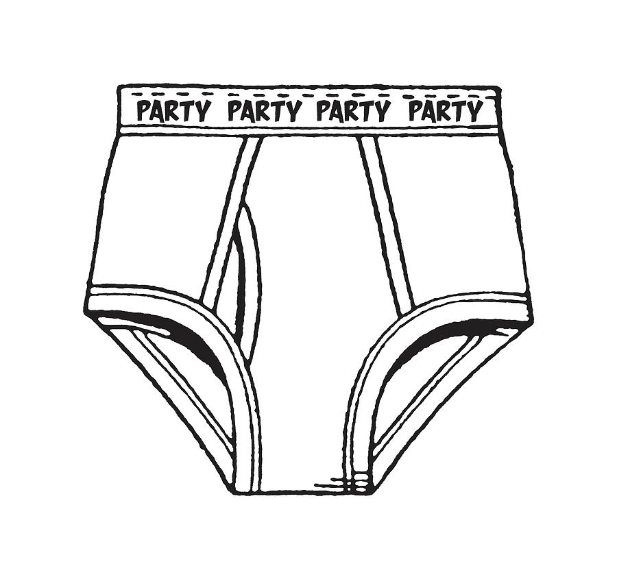 Black And White Drawing - Party Underwear #1 by CSA Images