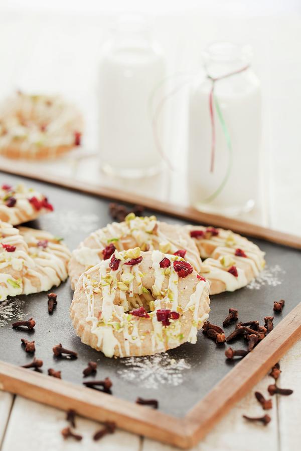 Pastries With White Chocolate, Cranberries And Pistachios #1 Photograph by Jane Saunders