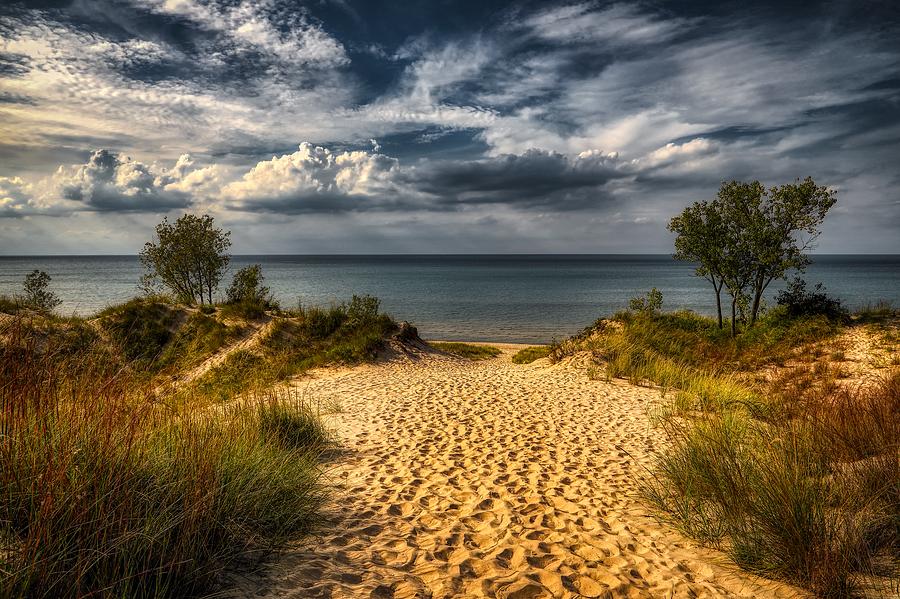 Lake Michigan Photograph - Path In The Sand Dunes To Lake Michigan #1 by Mountain Dreams