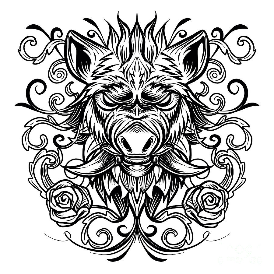 Pig Head Tribal Tattoo Design Stock Vector (Royalty Free) 2097079984 |  Shutterstock
