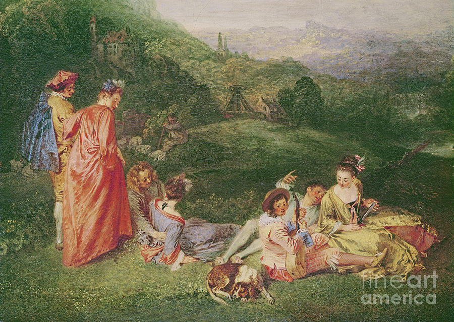 Peaceful Love, C.1718-19 Painting by Jean Antoine Watteau - Fine Art ...