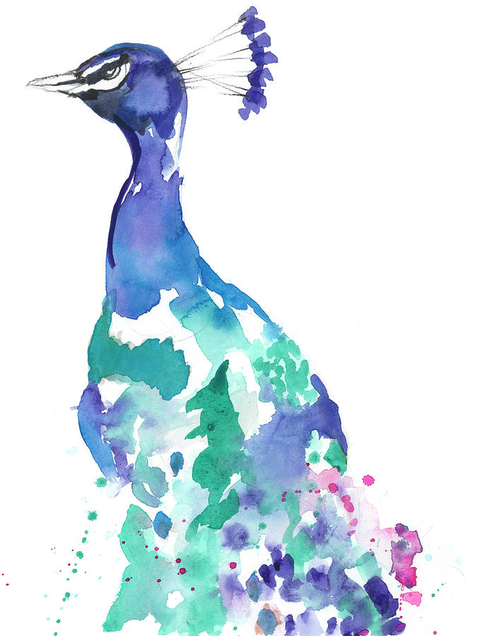 Peacock Splash II #1 Painting by Jennifer Goldberger
