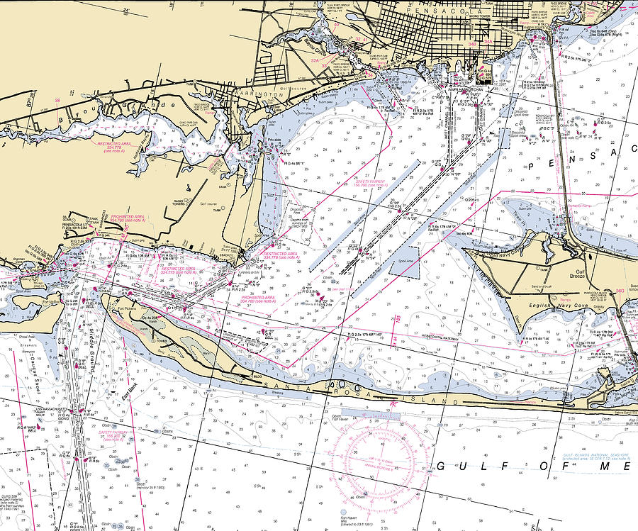 Pensacola-florida Nautical Chart Mixed Media by Sea Koast | Fine Art ...