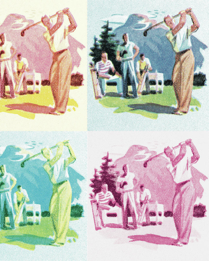 Golf Drawing - People Golfing #1 by CSA Images