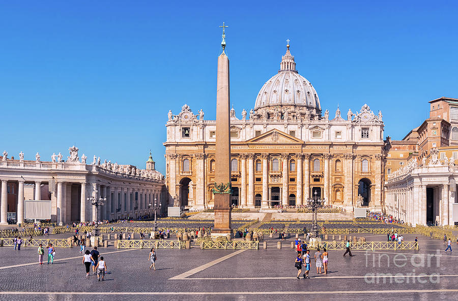 People Visiting Saint Peters Basilica In Rome Italy. Photograph