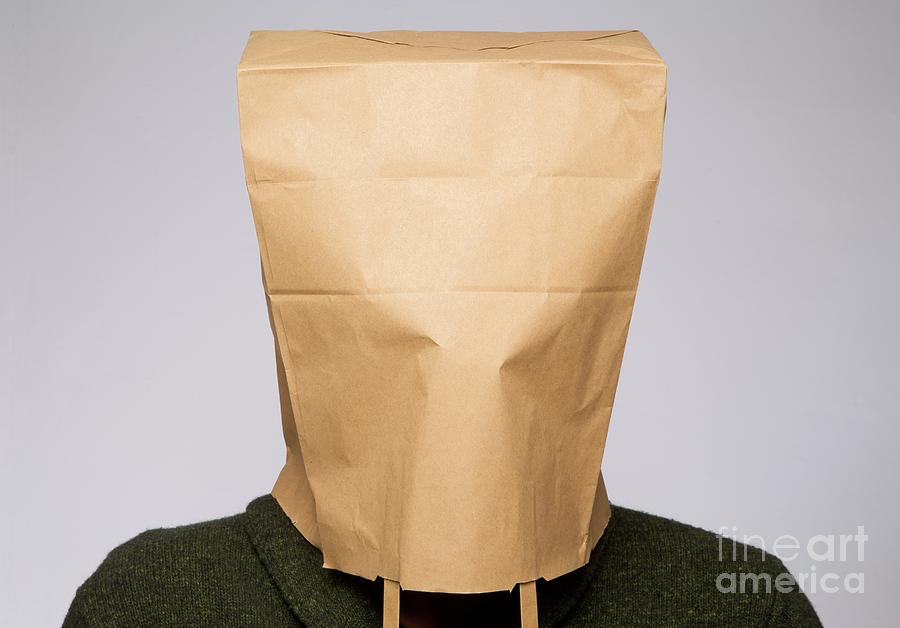 Person With Brown Paper Bag On Head Photograph by Victor De
