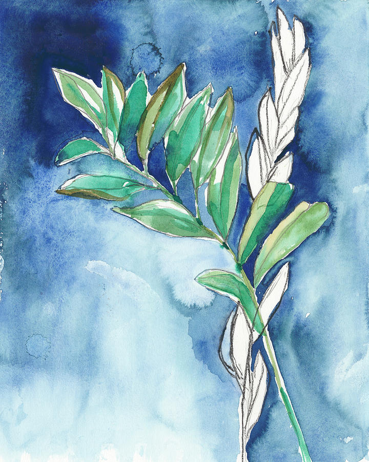 Botanicals Painting - Petiole On Indigo II #1 by Jennifer Goldberger