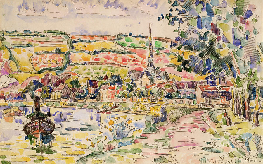 Paul Signac Painting - Petit Andely-The River Bank. #1 by Paul Signac