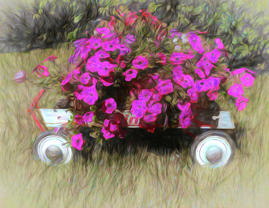 Vintage Mixed Media - Petunias To Go #1 by Leslie Montgomery