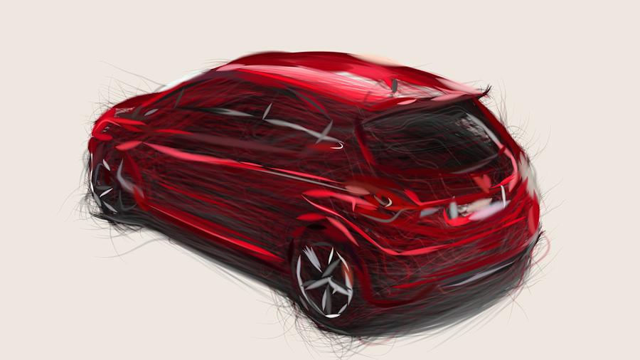 Peugeot 208 GTi Drawing #2 Digital Art by CarsToon Concept