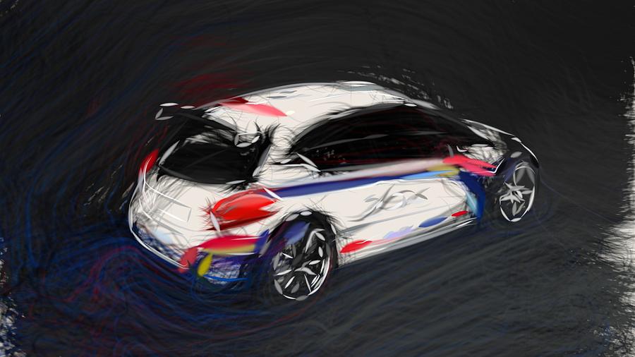 Peugeot 208 R5 Rally Car Draw #2 Digital Art by CarsToon Concept
