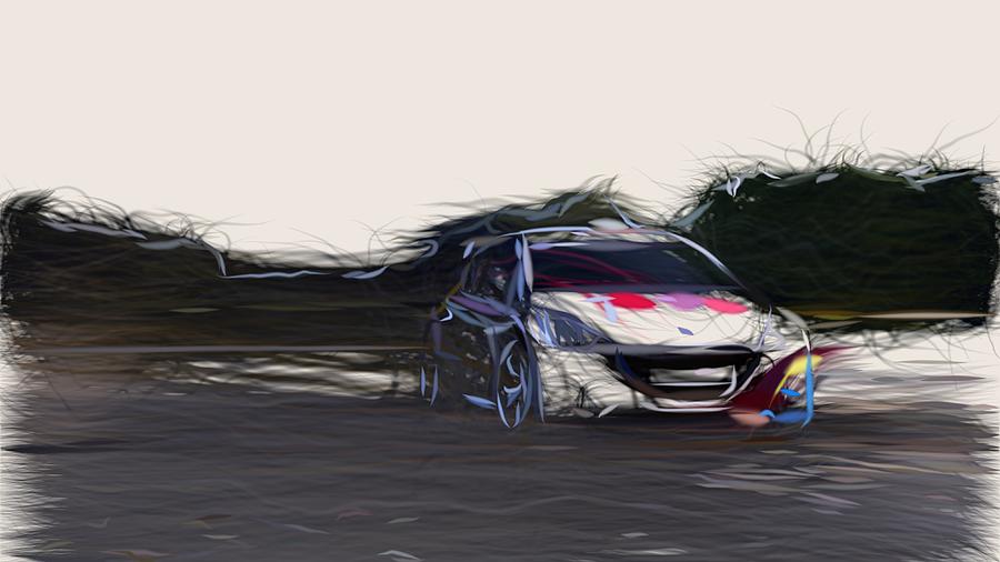 Peugeot 208 T16 Drawing #2 Digital Art by CarsToon Concept