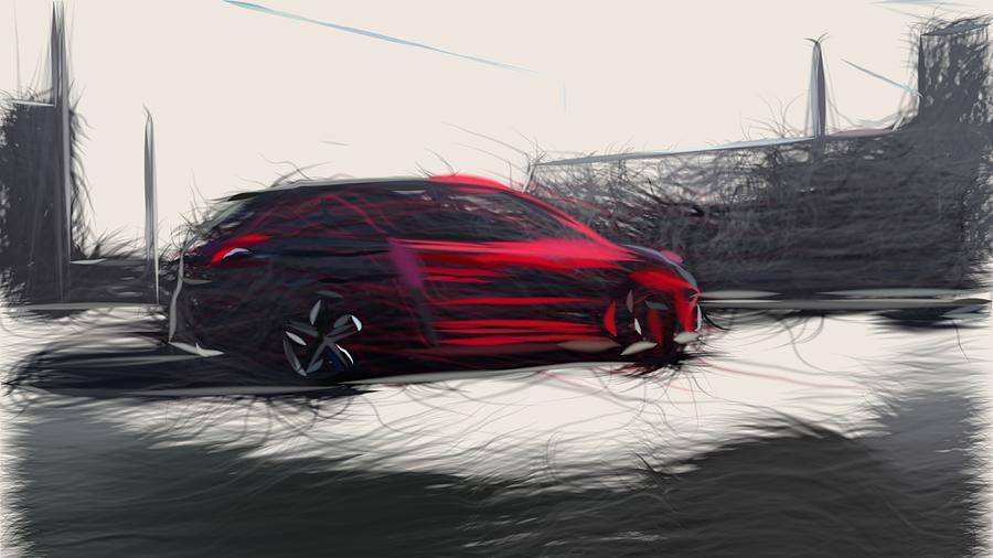 Peugeot 308 GTi Draw #2 Digital Art by CarsToon Concept