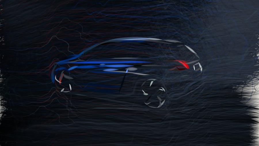 Peugeot 308 GTi Drawing #2 Digital Art by CarsToon Concept