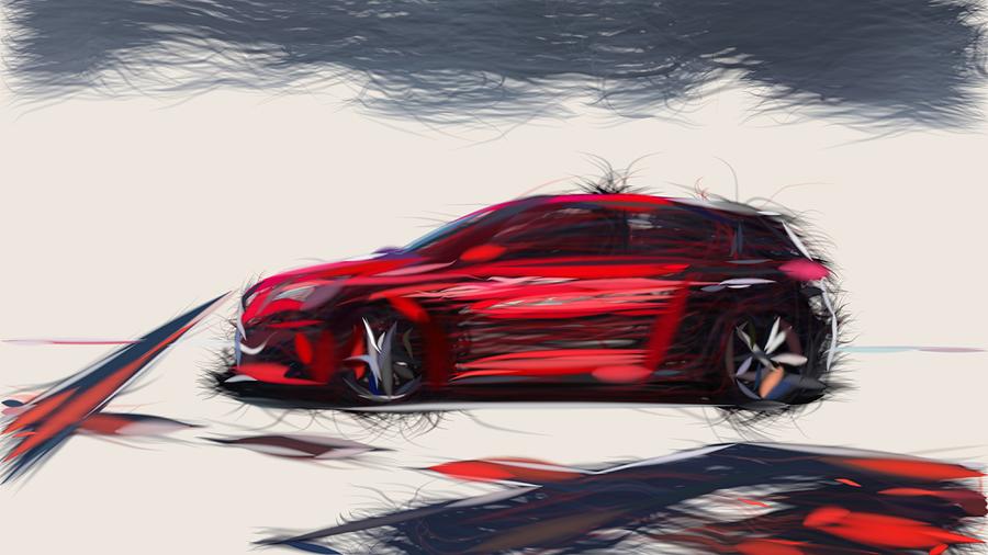 Peugeot 308 R Drawing #2 Digital Art by CarsToon Concept