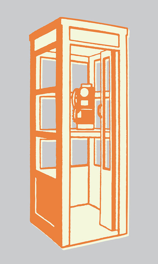 Vintage Drawing - Phone Booth #1 by CSA Images